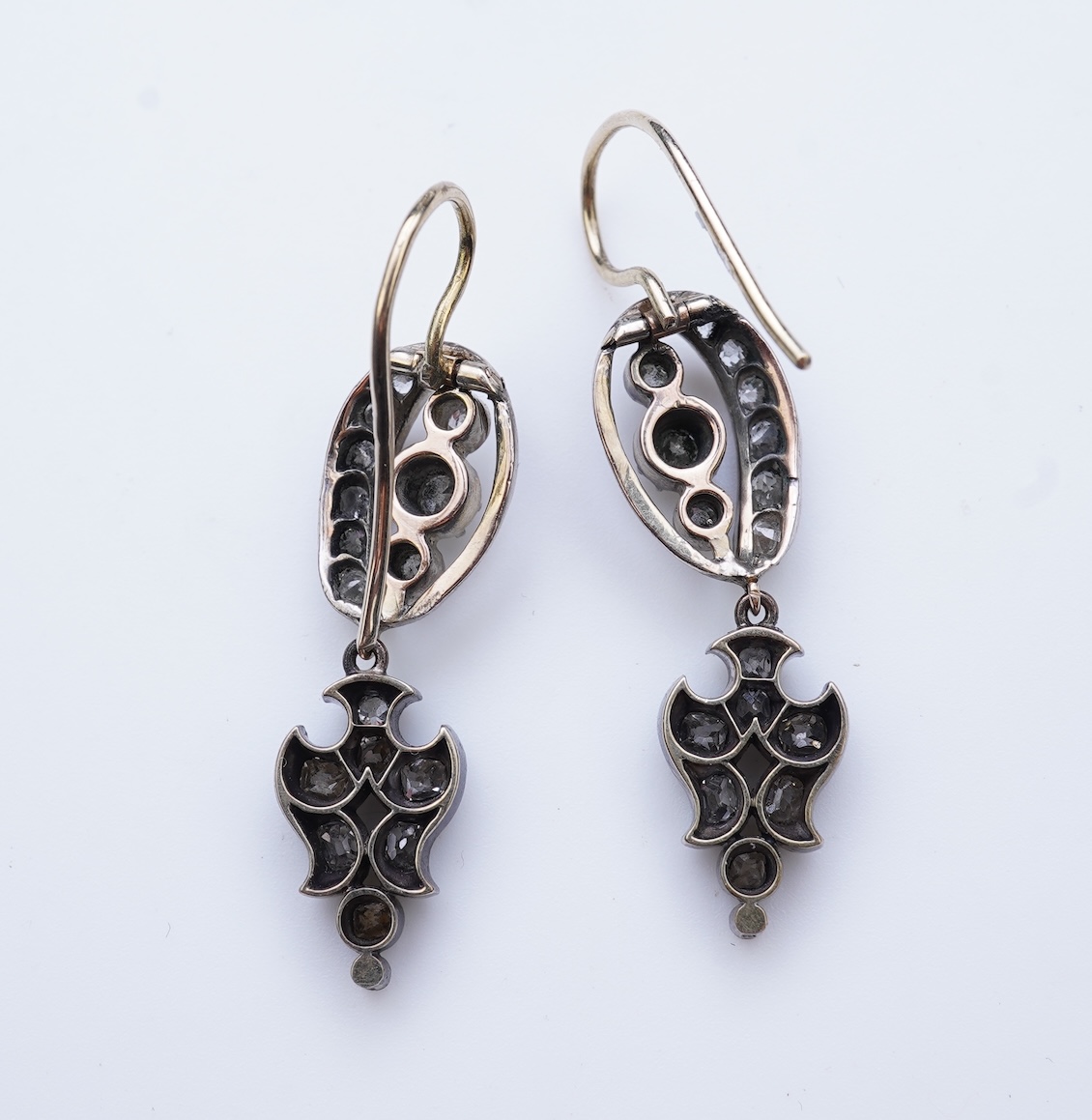 A pair of diamond earrings, late 19th century, composite